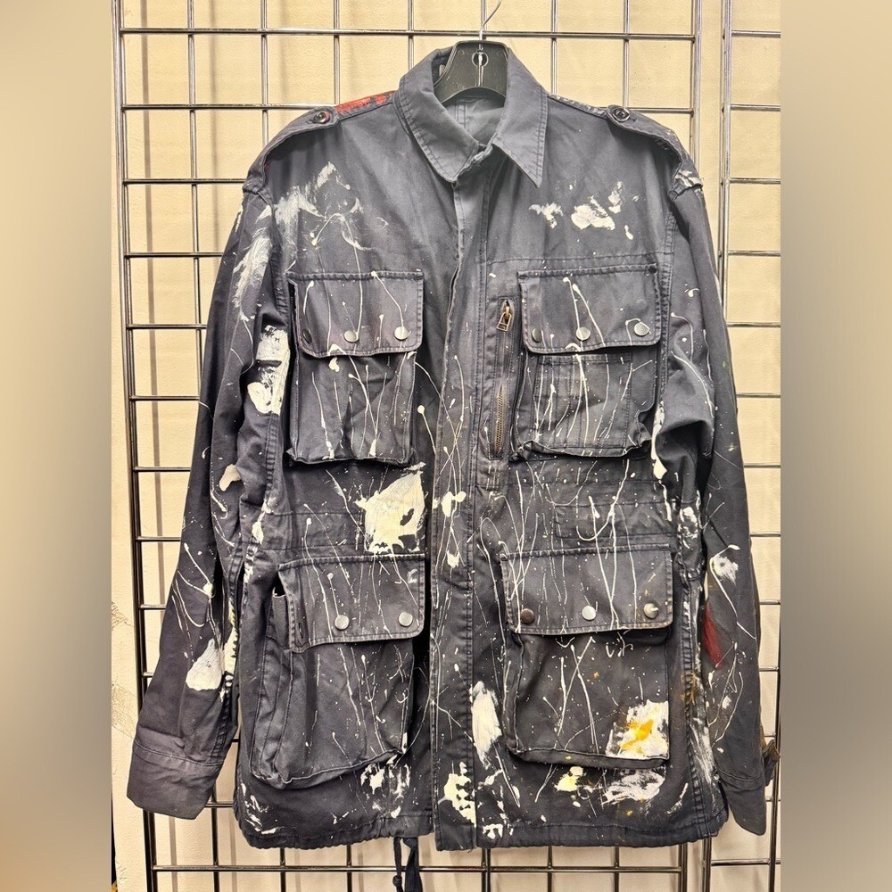 Faith Connexion Austin Blaisdell Painted‎ Navy blue Military Field Jacket size S
